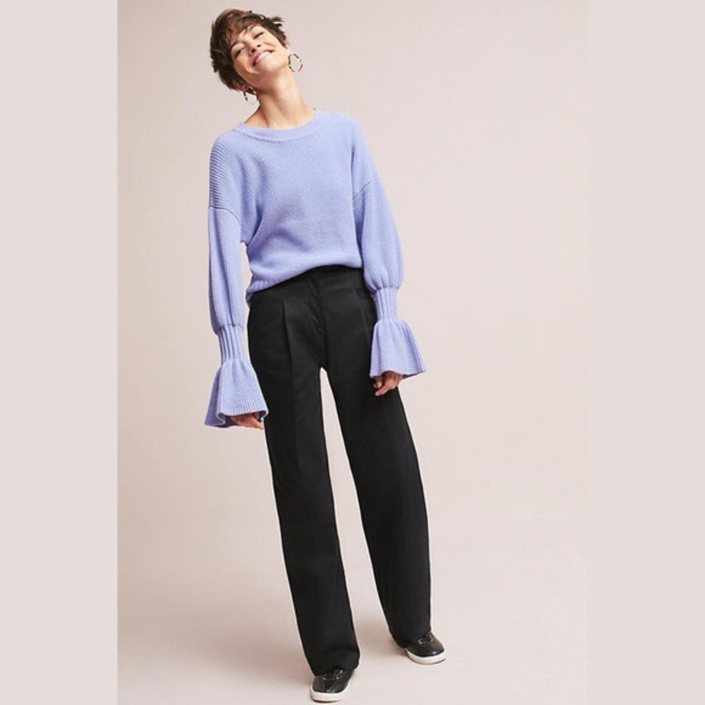 Anthropologie The Essential Wide Leg Black Pants 4